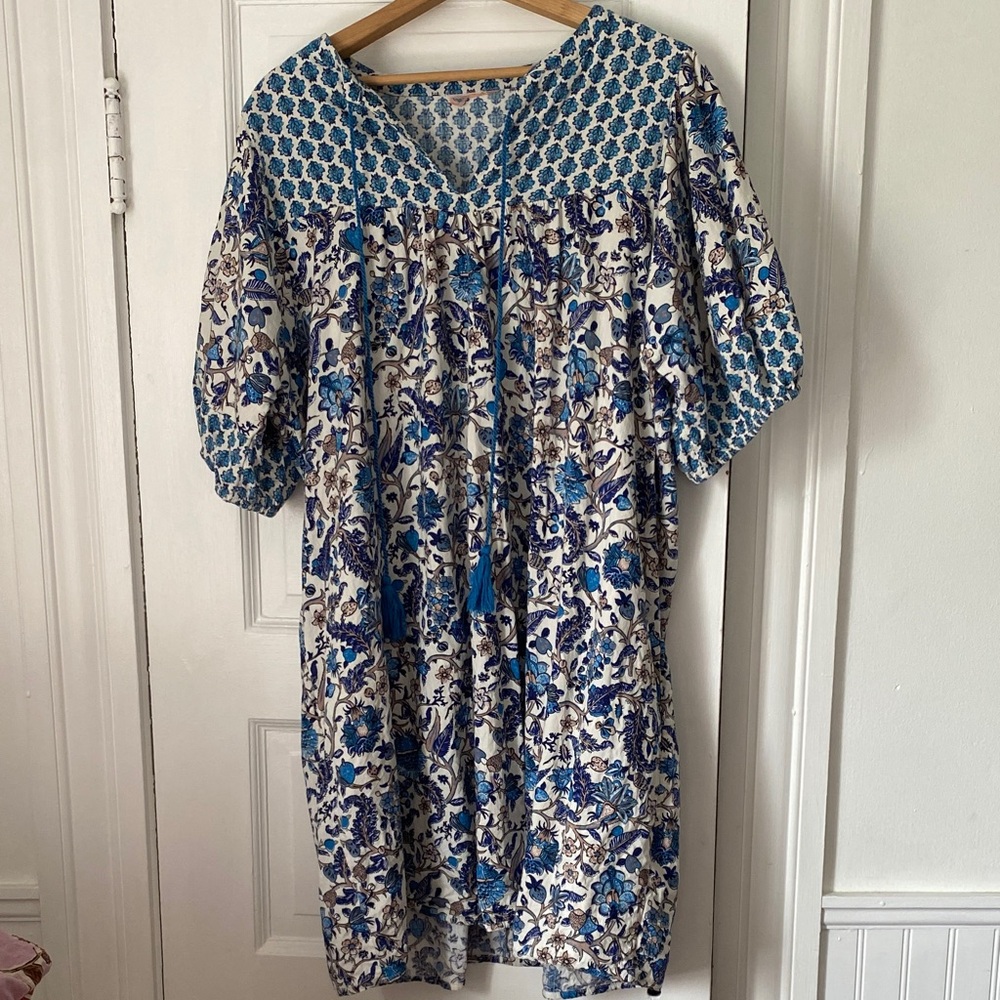 Knox rose boho Floral Blue and White Dress size xl pockets